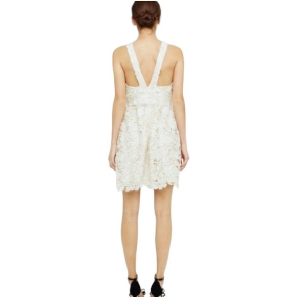 Club Monaco - Doina Cream and Gold Lace Eyelet Mini Dress - Picture 2 of 11